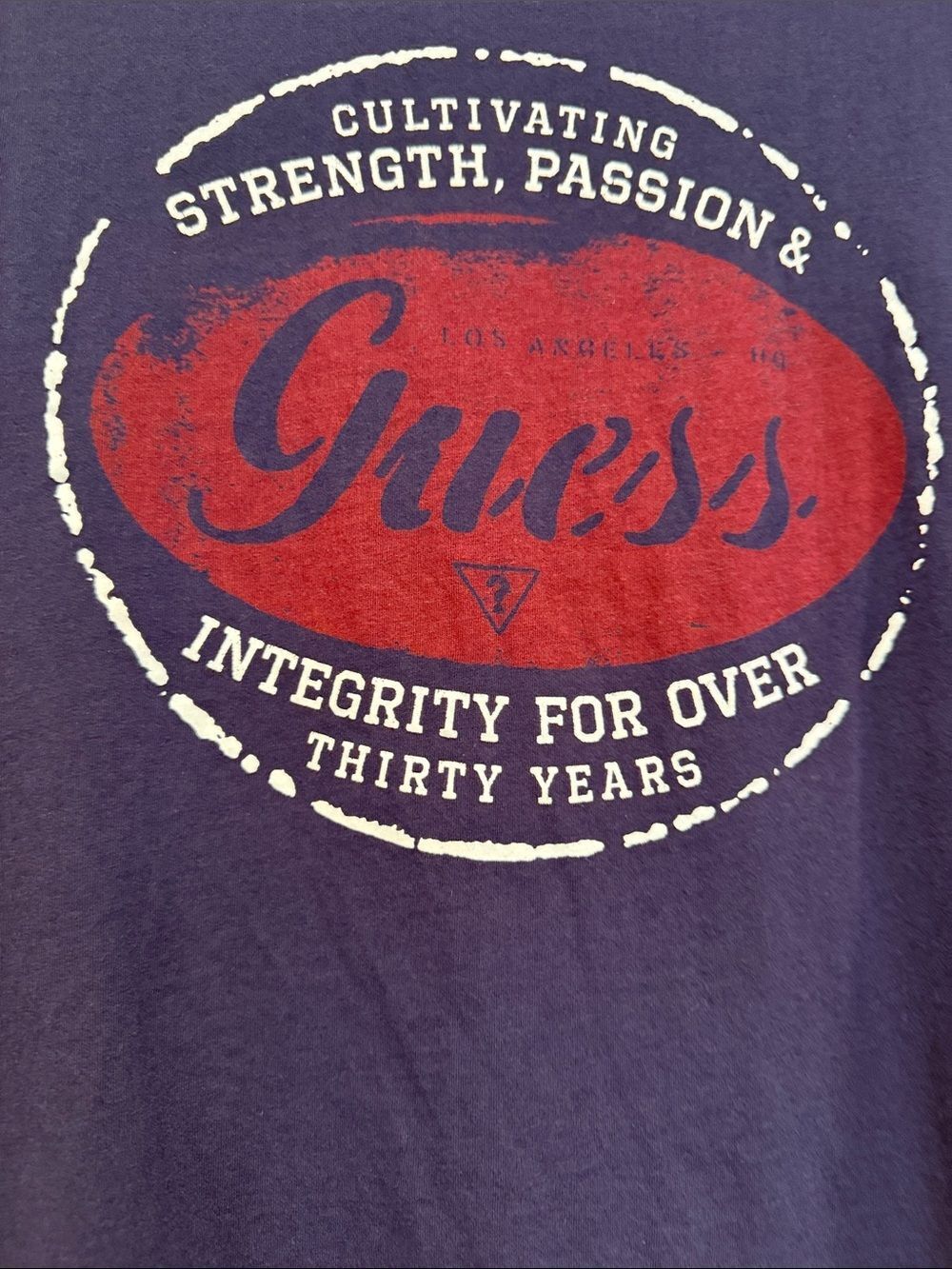 Guess Navy Short Sleeve Tee with Red Logo Graphic - Picture 2 of 4